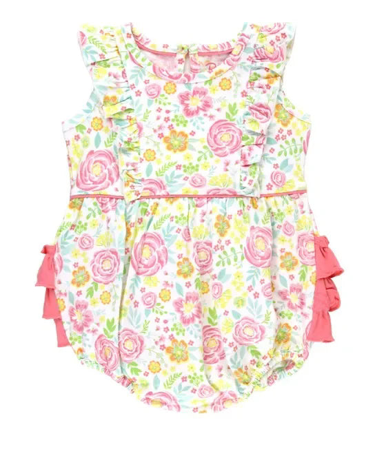 Preorder Baby Girls Sleeveless Flower Ruffle Bubble Romper ( Moq 5 )