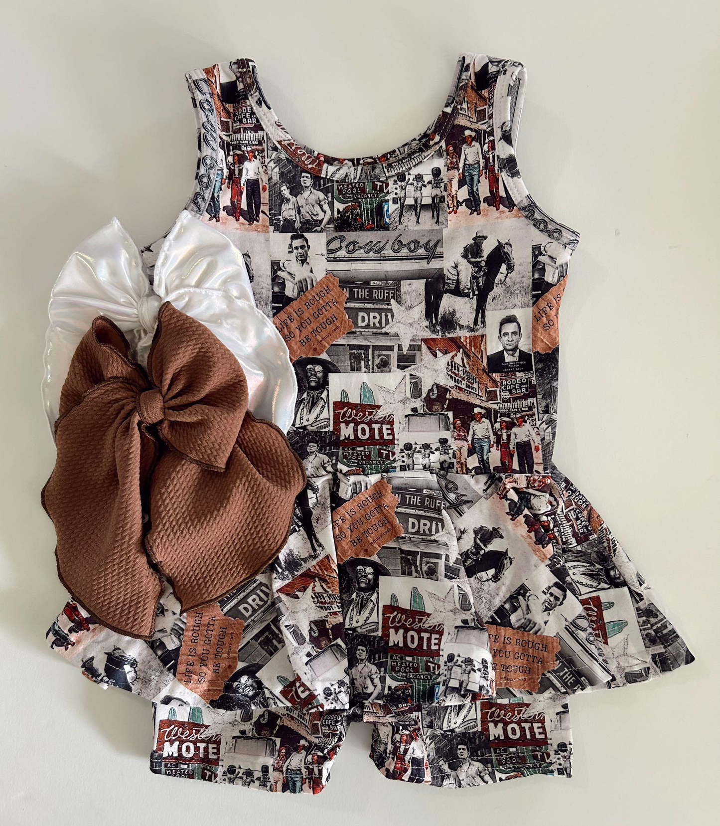 Preorder Baby Girl Toddler Sleeveless Cowboy Western Skort Jumpsuit ( Moq 5 )
