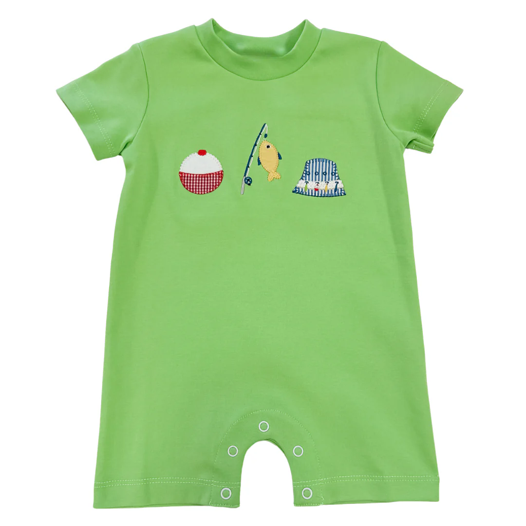 Preorder Baby Boy Short Sleeves Fishing Green Romper ( Moq 5 )
