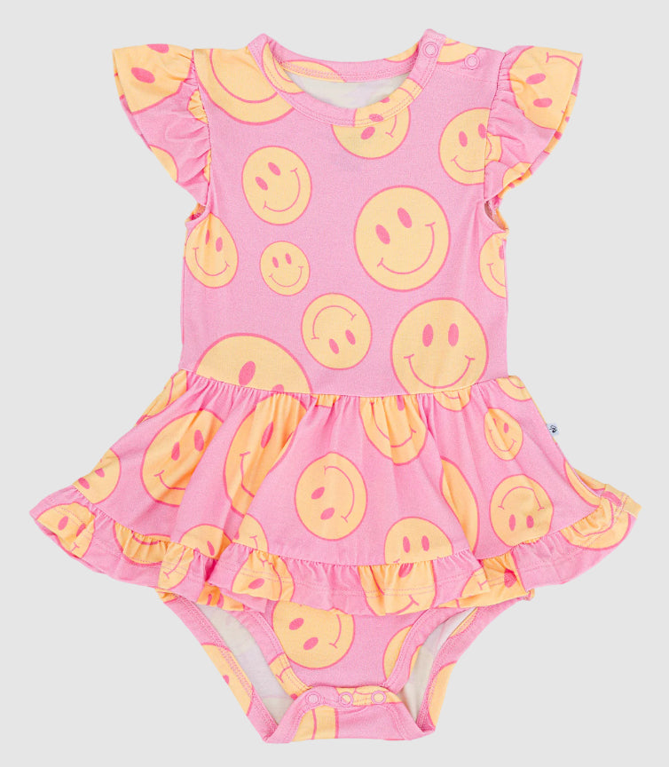 Preorder Baby Girl Short Sleeves Smile Ruffle Romper ( Moq 5 )