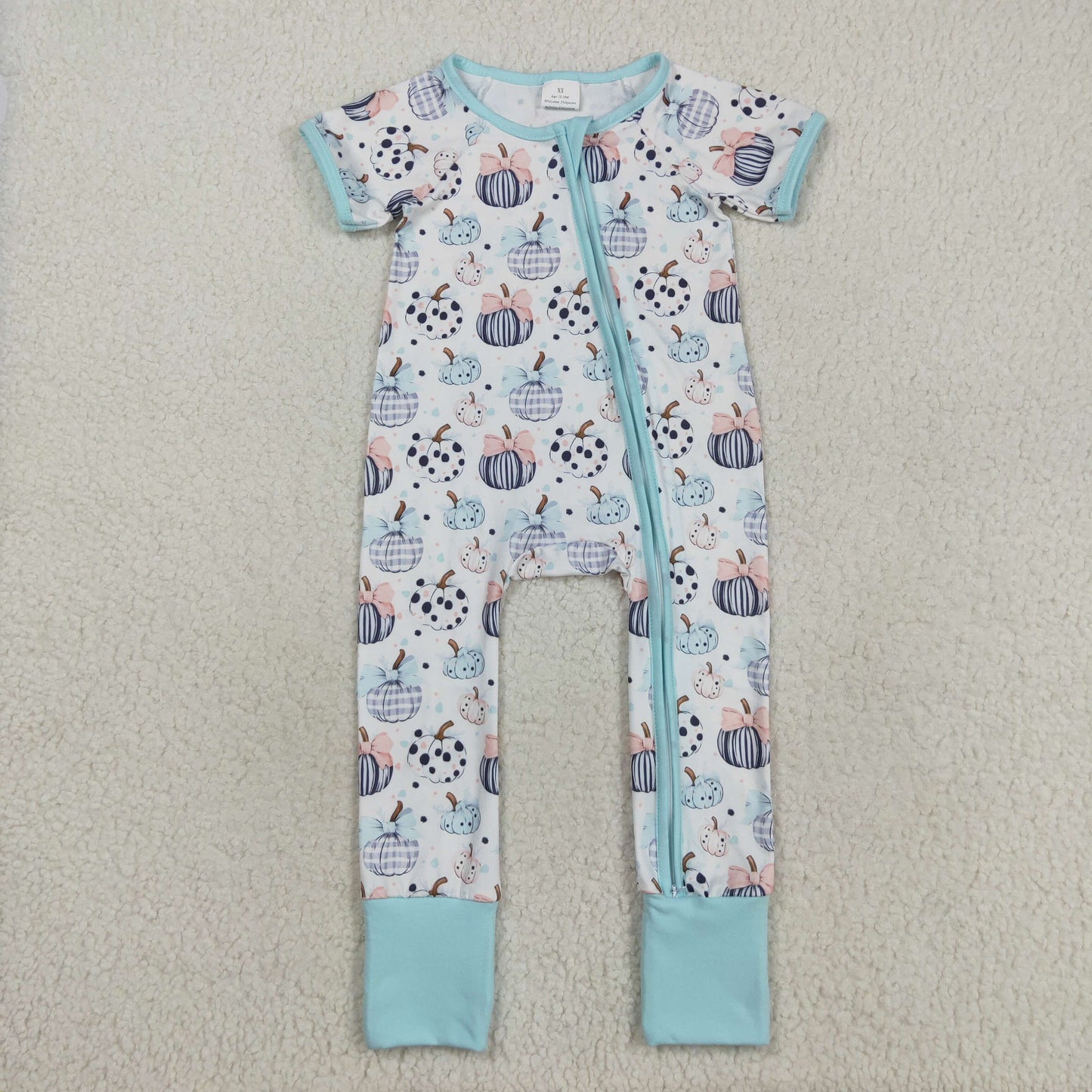 Sibling Baby Girls Kids Pumpkins Bows Shirt Bell Pants Fall Set Zipper Romper Clothes RTS