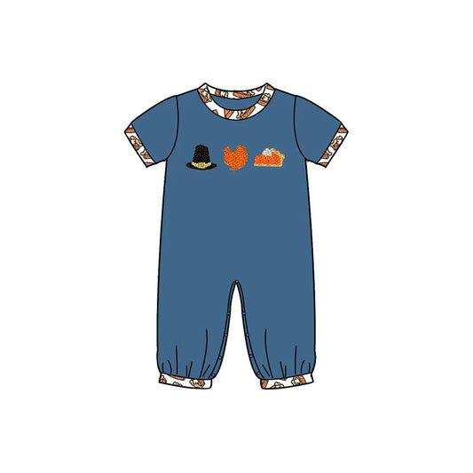 ( Moq 5 ) Preorder Baby Boy Short Sleeves turkey Hats Pants Thanksgiving Fall Romper