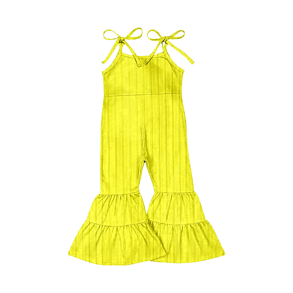 ( Moq 5 ) Preorder Baby Girl Straps Bell Pants Ribbed Yellow Jumpsuit