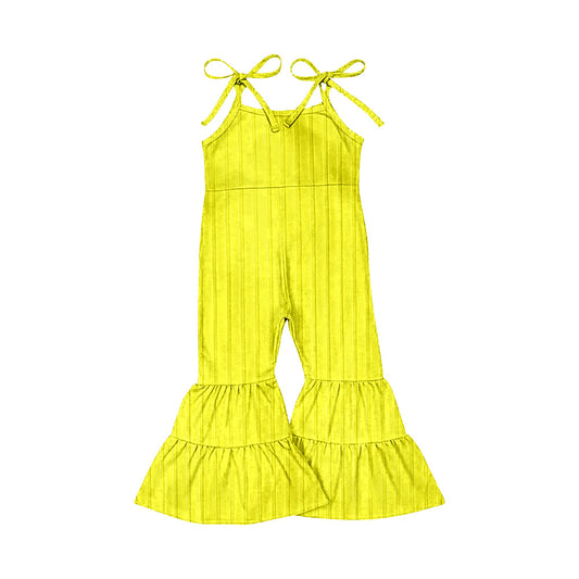 ( Moq 5 ) Preorder Baby Girl Straps Bell Pants Ribbed Yellow Jumpsuit