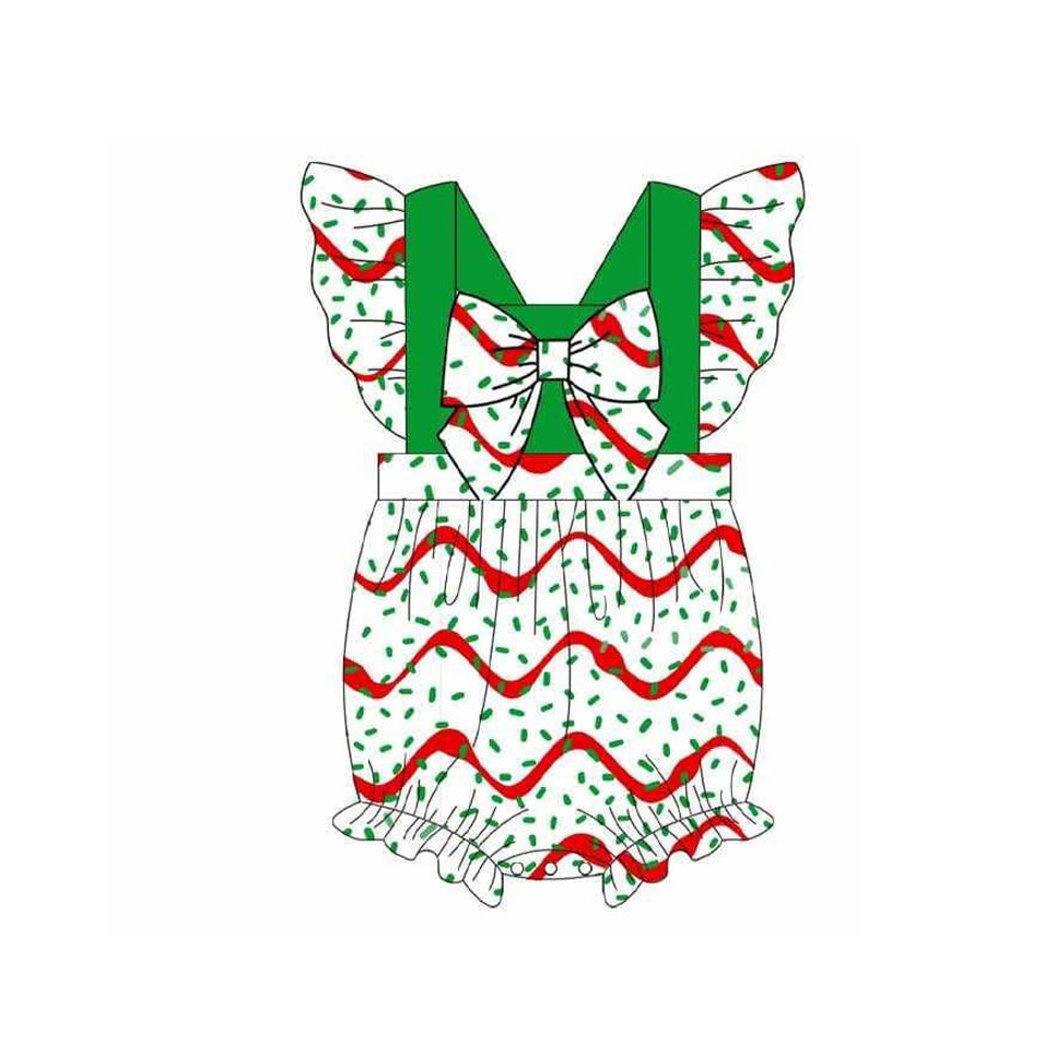 ( Moq 5 ) Preorder Baby Girls Infant Short Sleeves Cake Sprinkles Christmas Bubble Romper