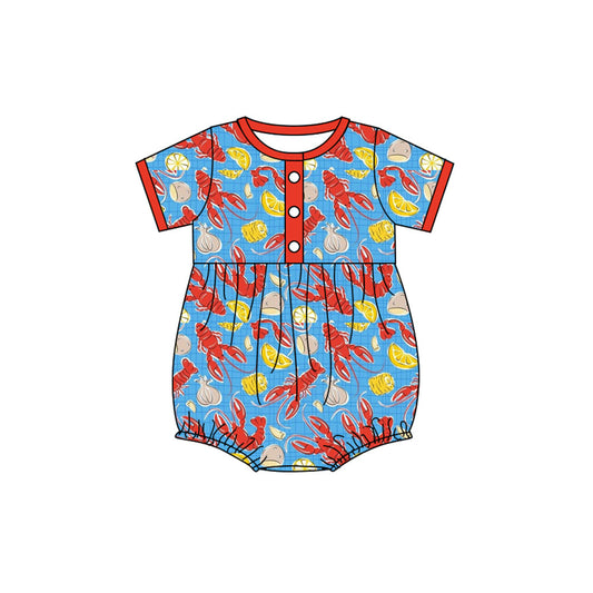 ( Moq 5 ) Preorder Baby Boys Infant Short Sleeves Crawfish Bubble romper