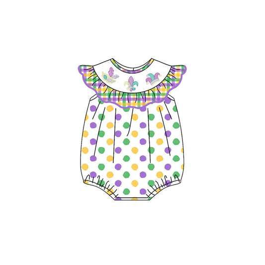 ( Moq 5 ) Preorder Girls Kids Anchors Dots Mardi Gras Plaid Ruffle Bubble Romper