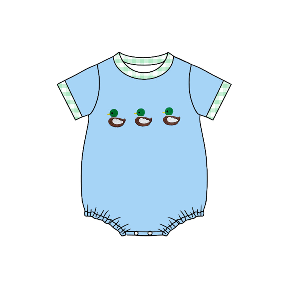 ( Moq 5 ) Preorder Boys Kids Short Sleeves Ducks Blue Bubble Romper