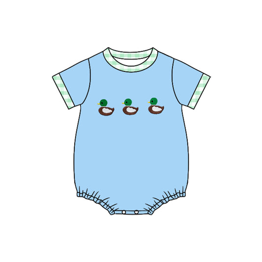 ( Moq 5 ) Preorder Boys Kids Short Sleeves Ducks Blue Bubble Romper