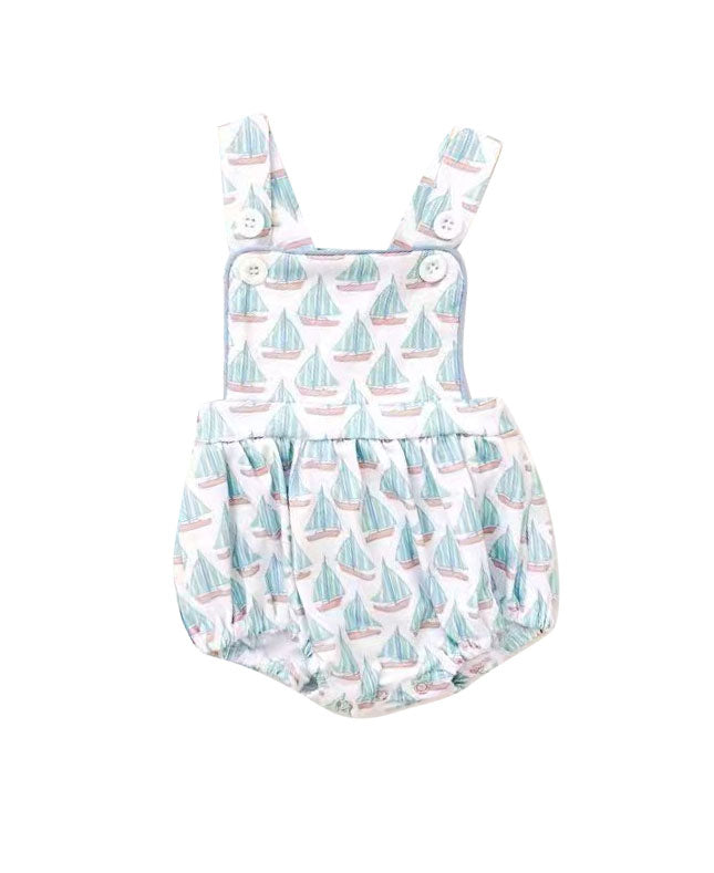( Moq 5 ) Preorder Boys Infant Sleeveless Boats Summer Bubble Romper