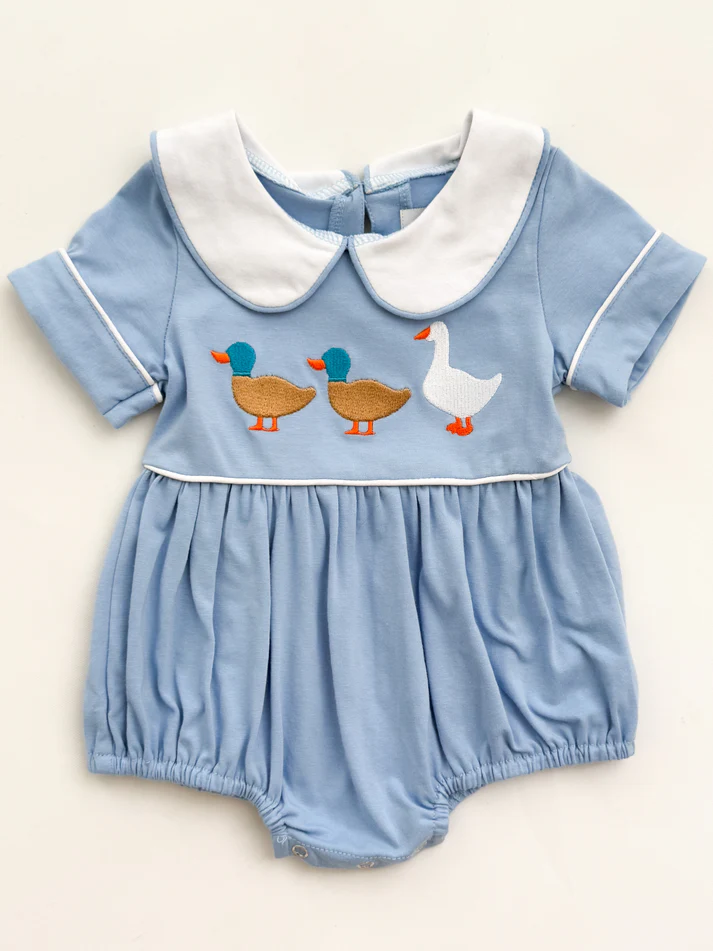 ( Moq 5 ) Preorder Baby Boys Infant Short Sleeves Ducks Bubble Romper