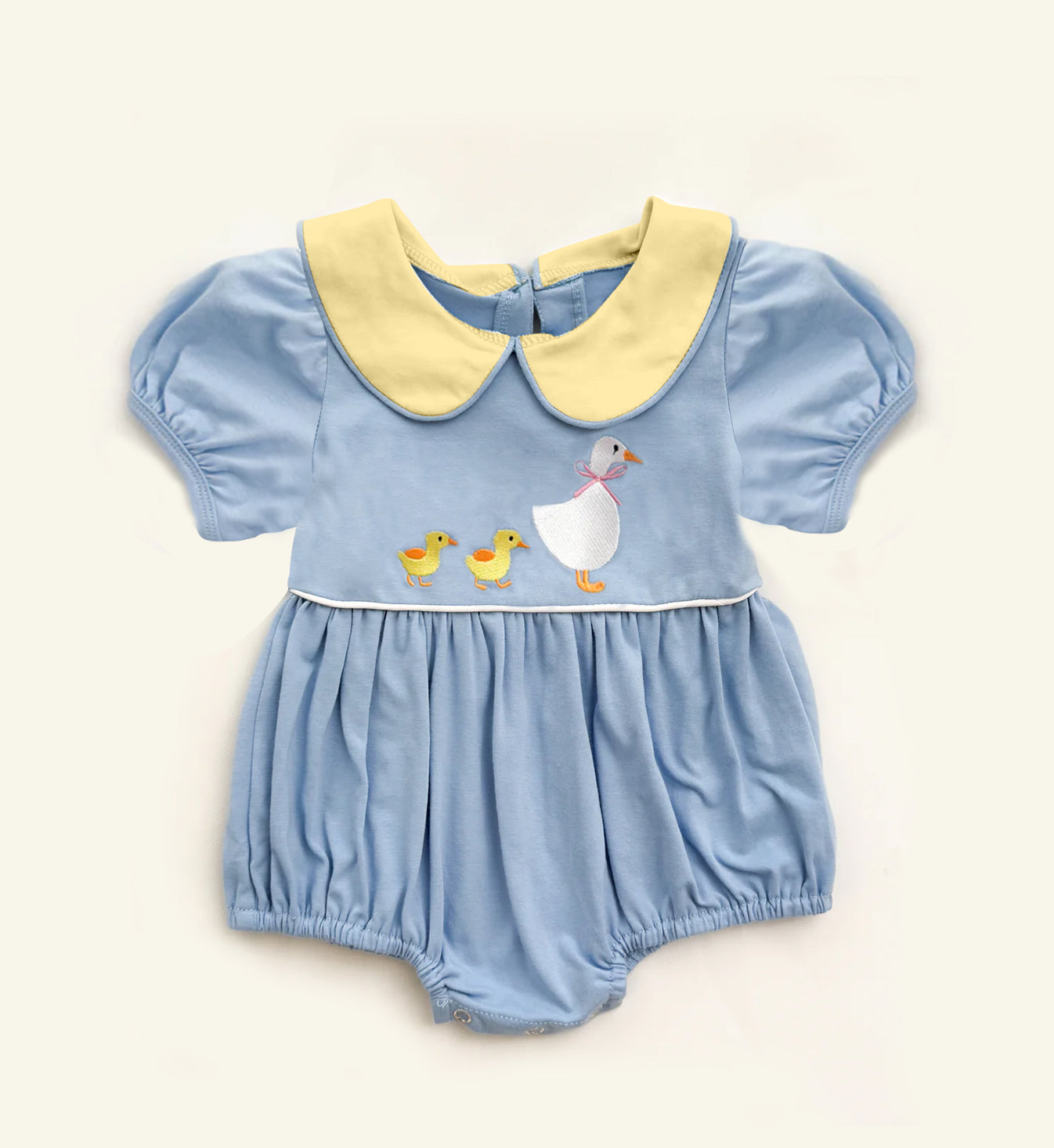 ( Moq 5 ) Preorder Baby Girls Infant Short Sleeves Ducks Bubble Romper