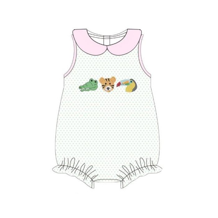 ( Moq 5 ) Preorder Baby Girls Sleeveless Animals Dots Bubble Summer Romper