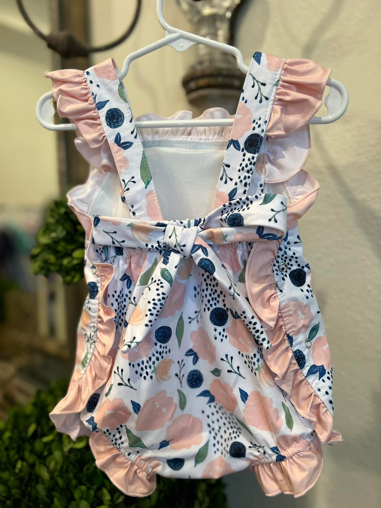 ( Moq 5 ) Preorder Baby Girls Ruffle Straps Flower Bows Summer Bubble Romper