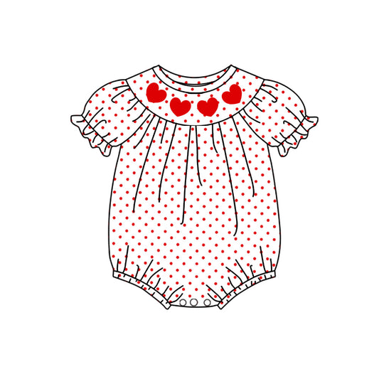 ( Moq 5 ) Preorder Baby Girls Short Sleeves Hearts Dots Valentine Bubble Romper