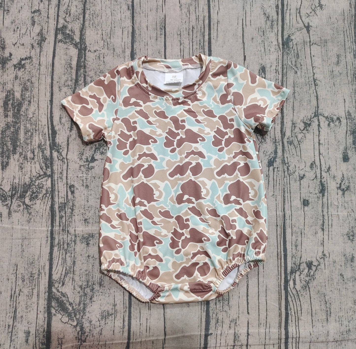 Baby Boys Short Sleeves Camo Bubble Summer Southern Romper RTS