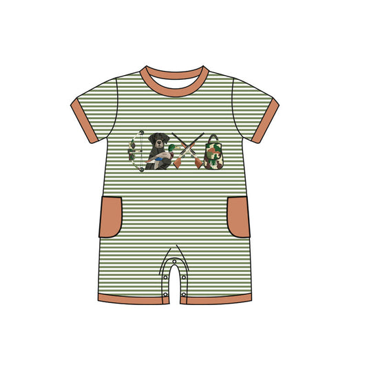 ( Moq 5 ) Preorder Baby Boys Short Sleeves Dogs Ducks Stripes Buttons Romper