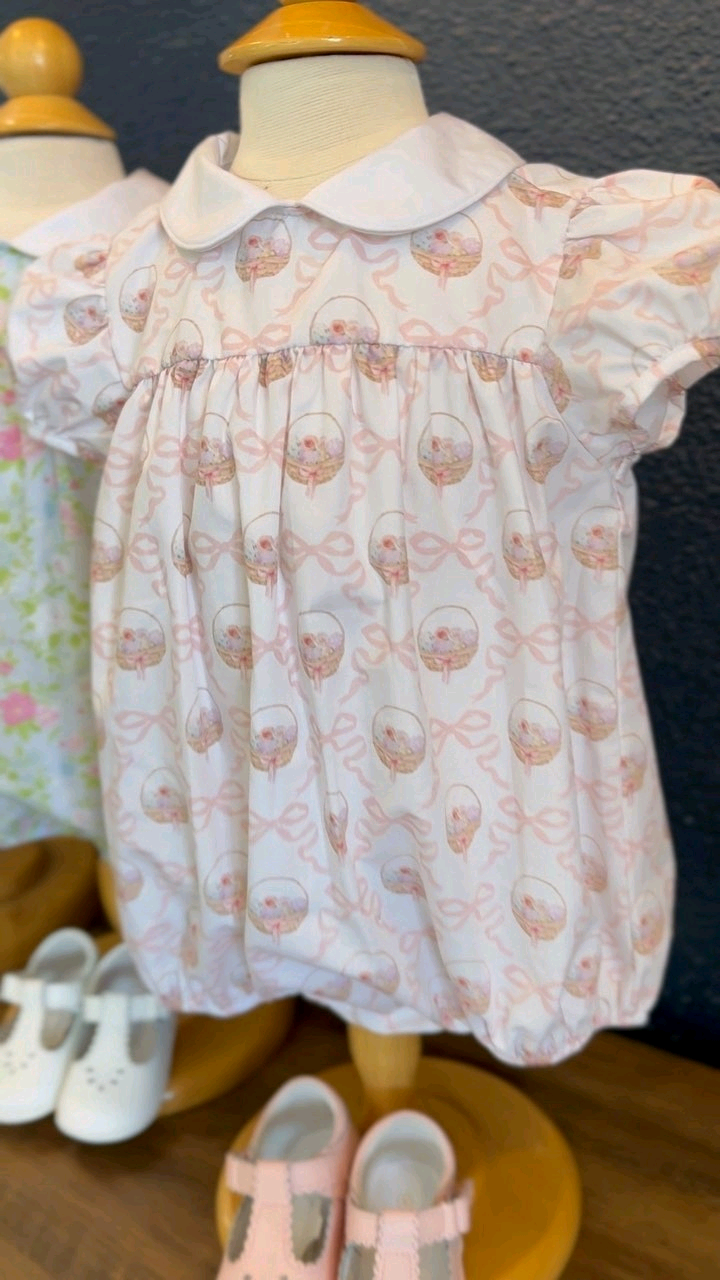 ( Moq 5 ) Preorder Baby Girls Short Sleeves Flower Bows Bubble Romper