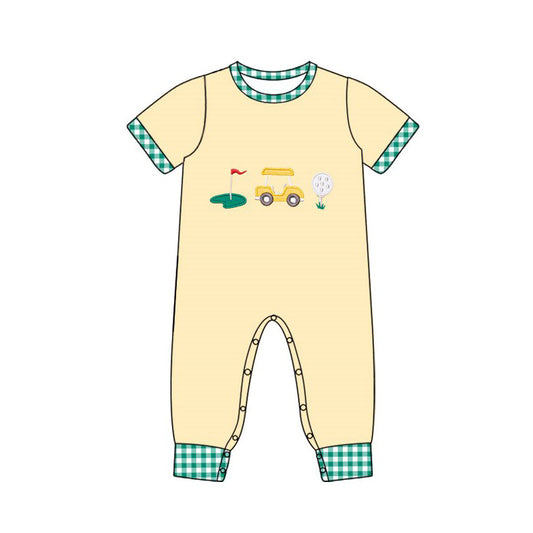 ( Moq 5 ) Preorder Baby Boys Infant Short Sleeves Golf Yellow Romper