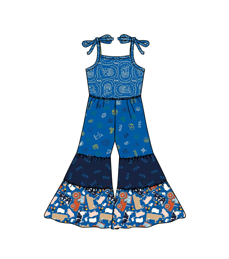 ( Moq 5 ) Preorder Baby Girls Kids Straps Farm Animals Jumpsuit