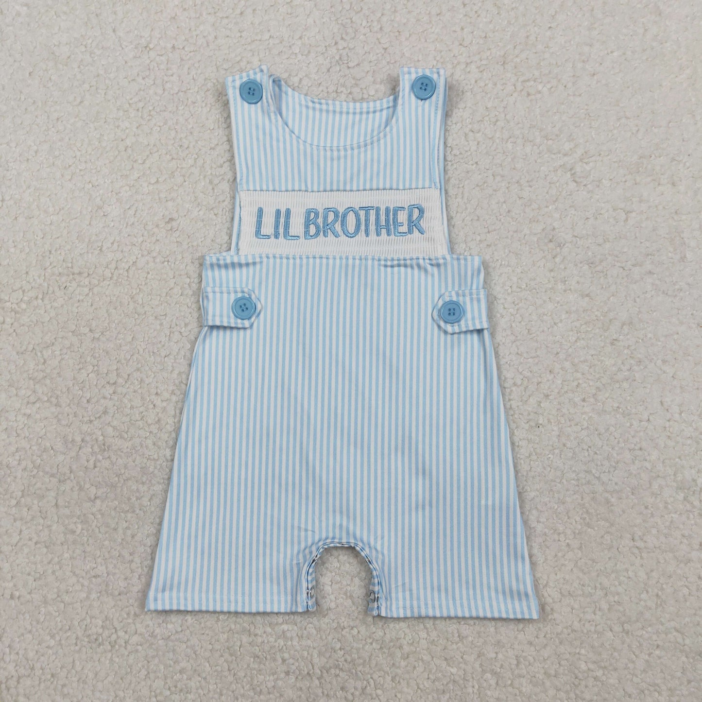 Sibling Baby Boys Girls Infant Little Brother Sister Stripes Embroidery Rompers RTS