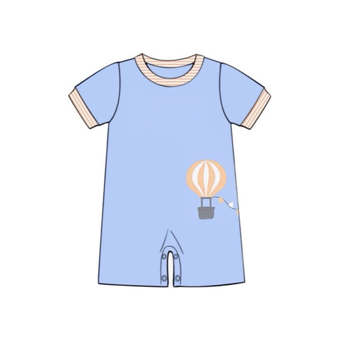 ( Moq 5 ) Preorder Baby Boys Infant Blue Short Sleeves Balloon Shorts Romper