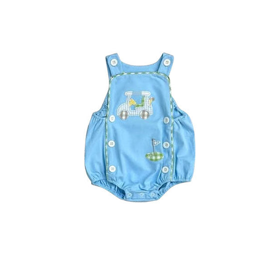 ( Moq 5 ) Preorder Baby Boys Infant Sleeveless Golf Buttons Blue Romper