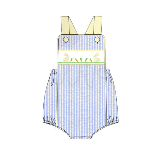 ( Moq 5 ) Preorder Baby Boys Sleeveless Rabbits Carrots Easter Stripes Bubble Romper