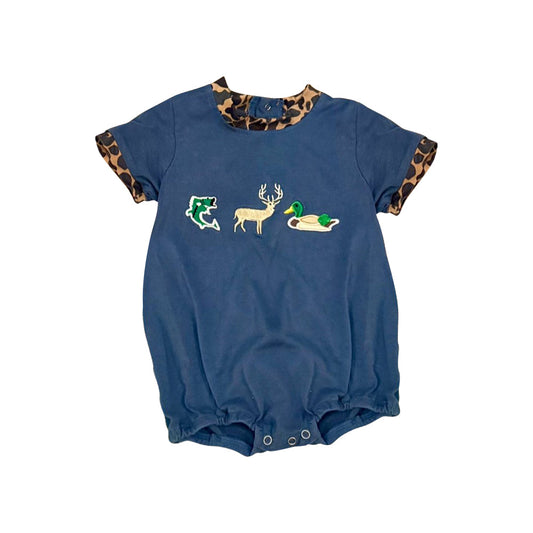 ( Moq 5 ) Preorder Baby Boys Infant Short Sleeves Ducks Deer Fish Blue Romper