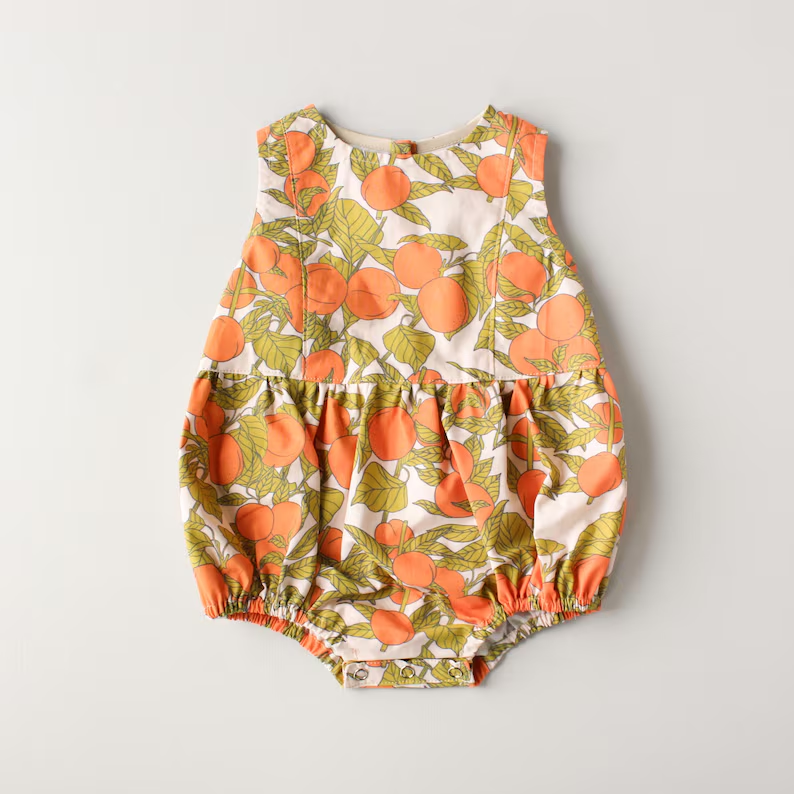( Moq 5 ) Preorder Baby Girls Infant Sleeveless Peach Bubble Romper