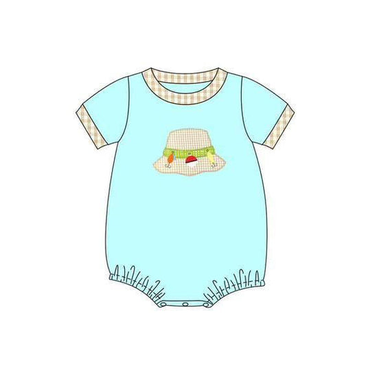 ( Moq 5 ) Preorder Baby Boys Infant Short Sleeves Hat Fishing Bubble Romper