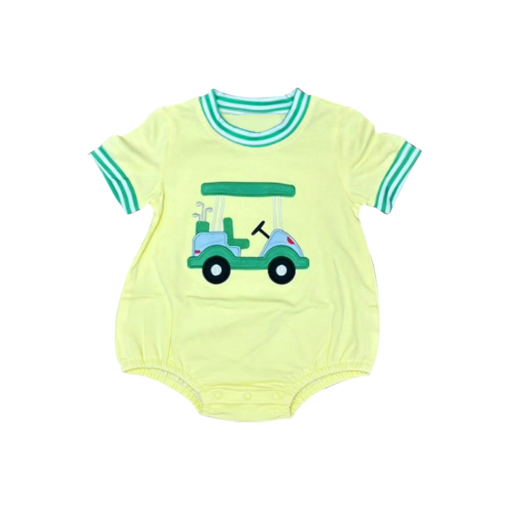 ( Moq 5 ) Preorder Baby Boys Infant Short Sleeves Golf Truck Bubble Romper