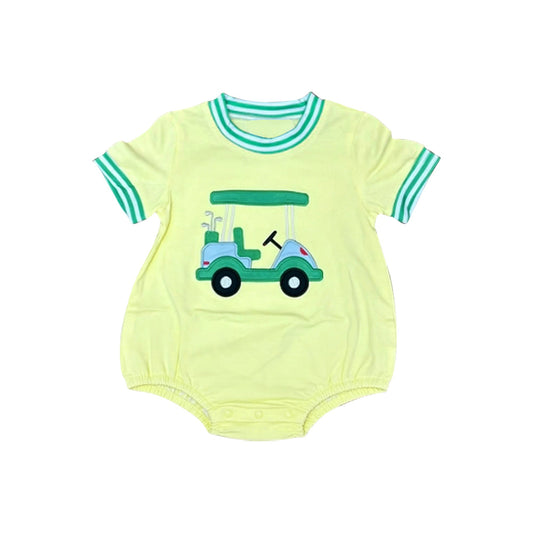 ( Moq 5 ) Preorder Baby Boys Infant Short Sleeves Golf Truck Bubble Romper