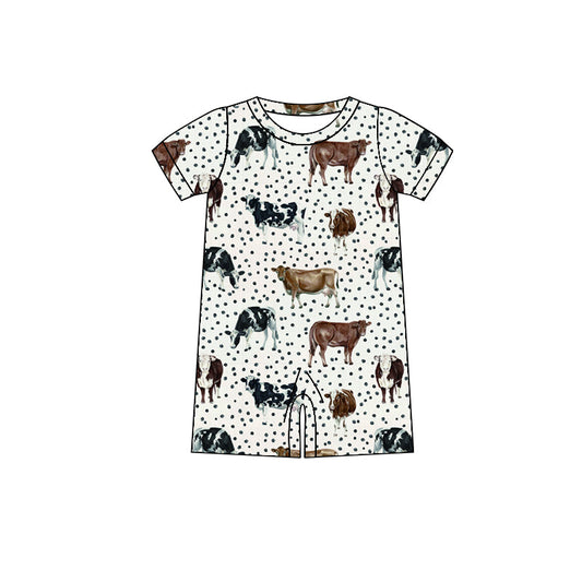 ( Moq 5 ) Preorder Baby Kids Infant Short Sleeves Cows Dots Western Romper