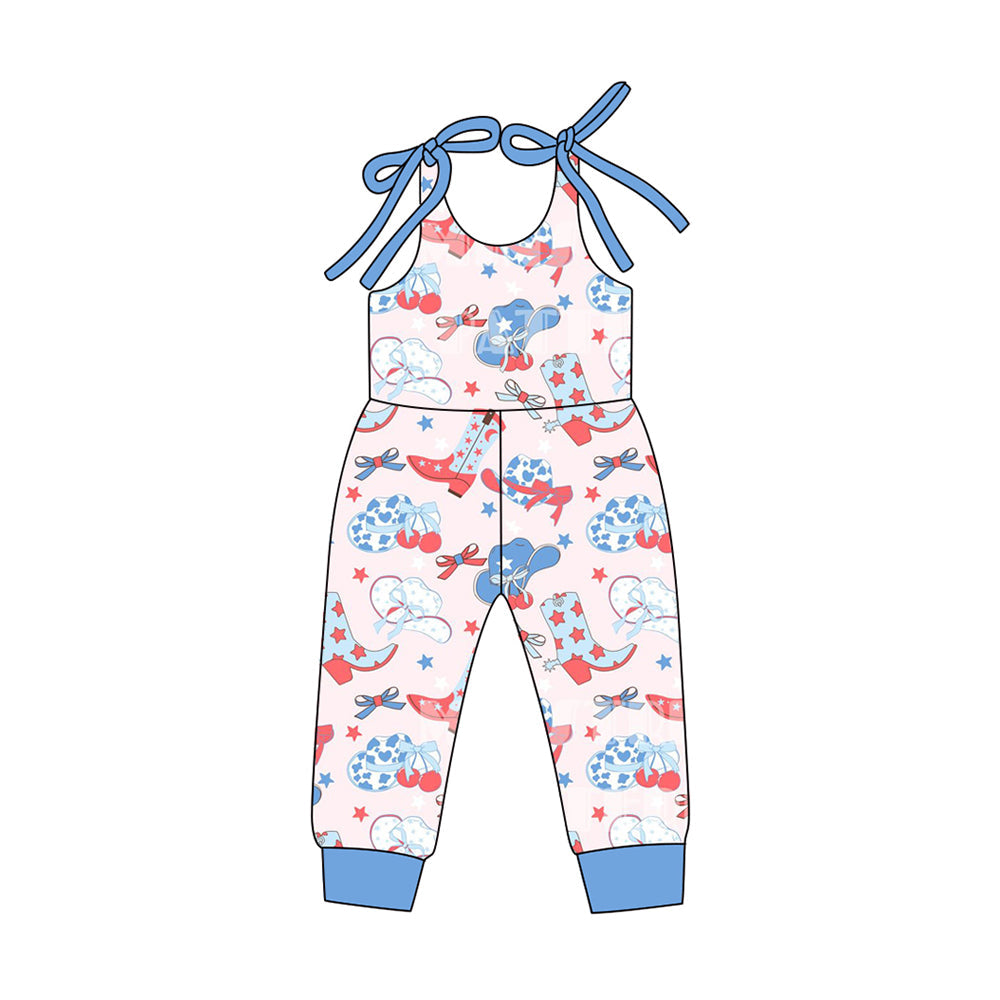 ( Moq 5 ) Preorder Baby Girls Kids Straps Boots Hats Bows Stars 4th of July Jumpsuit
