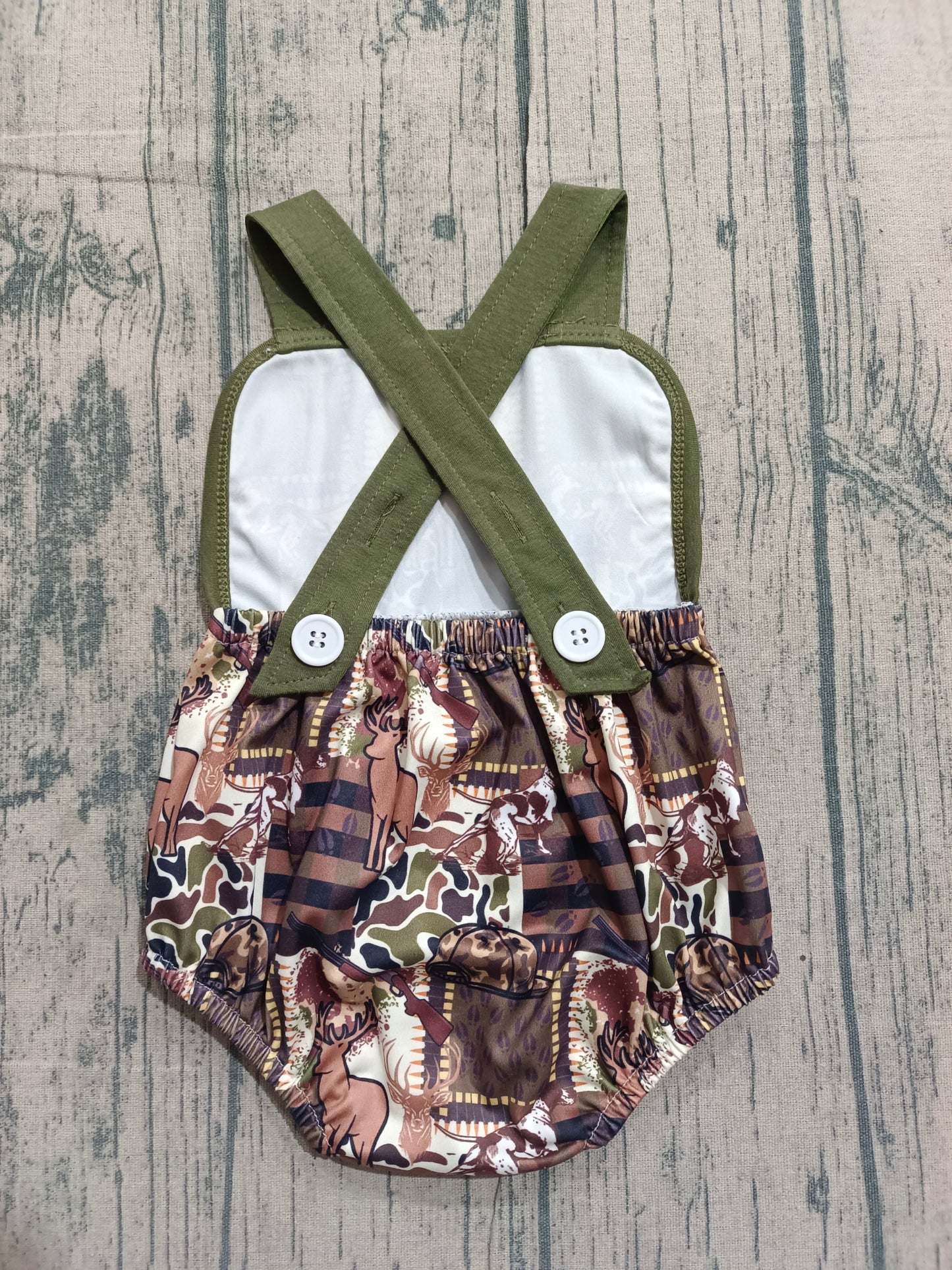Baby Boys Infant Sleeveless Hunting Deer Hats Camo Bubble Romper RTS
