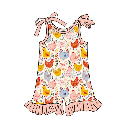 ( Moq 5 ) Preorder Baby Girls Infant Straps Chicken Flower Romper