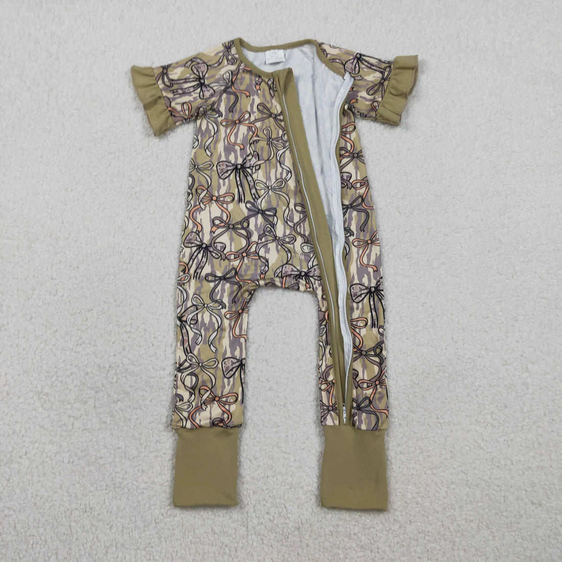 Sibling Baby Girls Adult Women Short Sleeves Camo Bows Romper Dress Pajamas Sets RTS