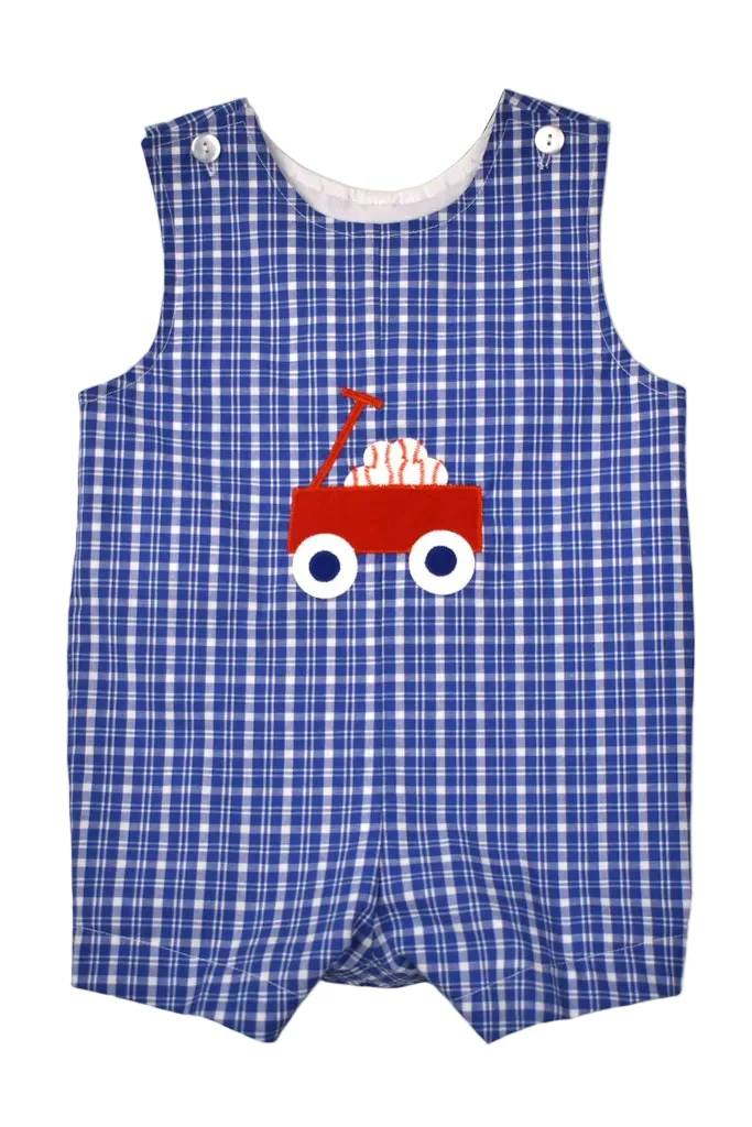 ( Moq 5 ) Preorder Baby Boys Kids Sleeveless Baseball Blue Plaid Romper
