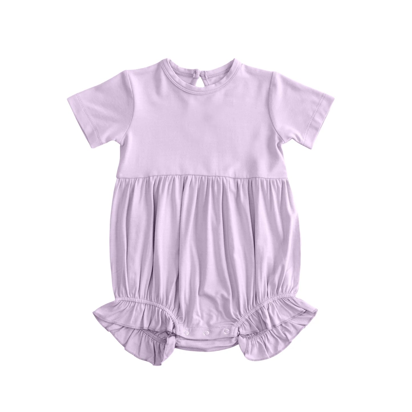 ( Moq 5 ) Preorder Baby Girls Kids Short Sleeves Purple Cotton Bubble Romper