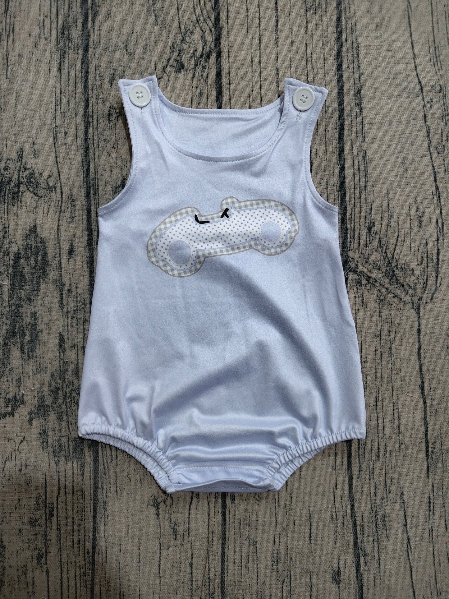 Baby Boys Infant Blue Sleeveless Car Summer Bubble Romper RTS