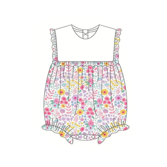 ( Moq 5 ) Preorder Baby Girls Infant Sleeveless Floral Summer Bubble Romper