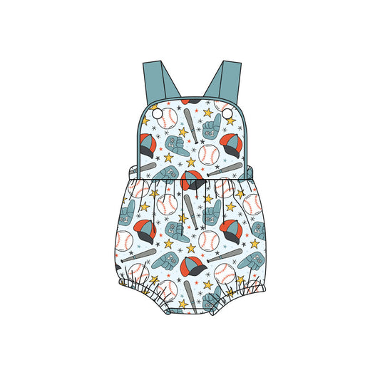 ( Moq 5 ) Preorder Baby Boy Infant Sleeveless Baseball Stars Summer Bubble Romper