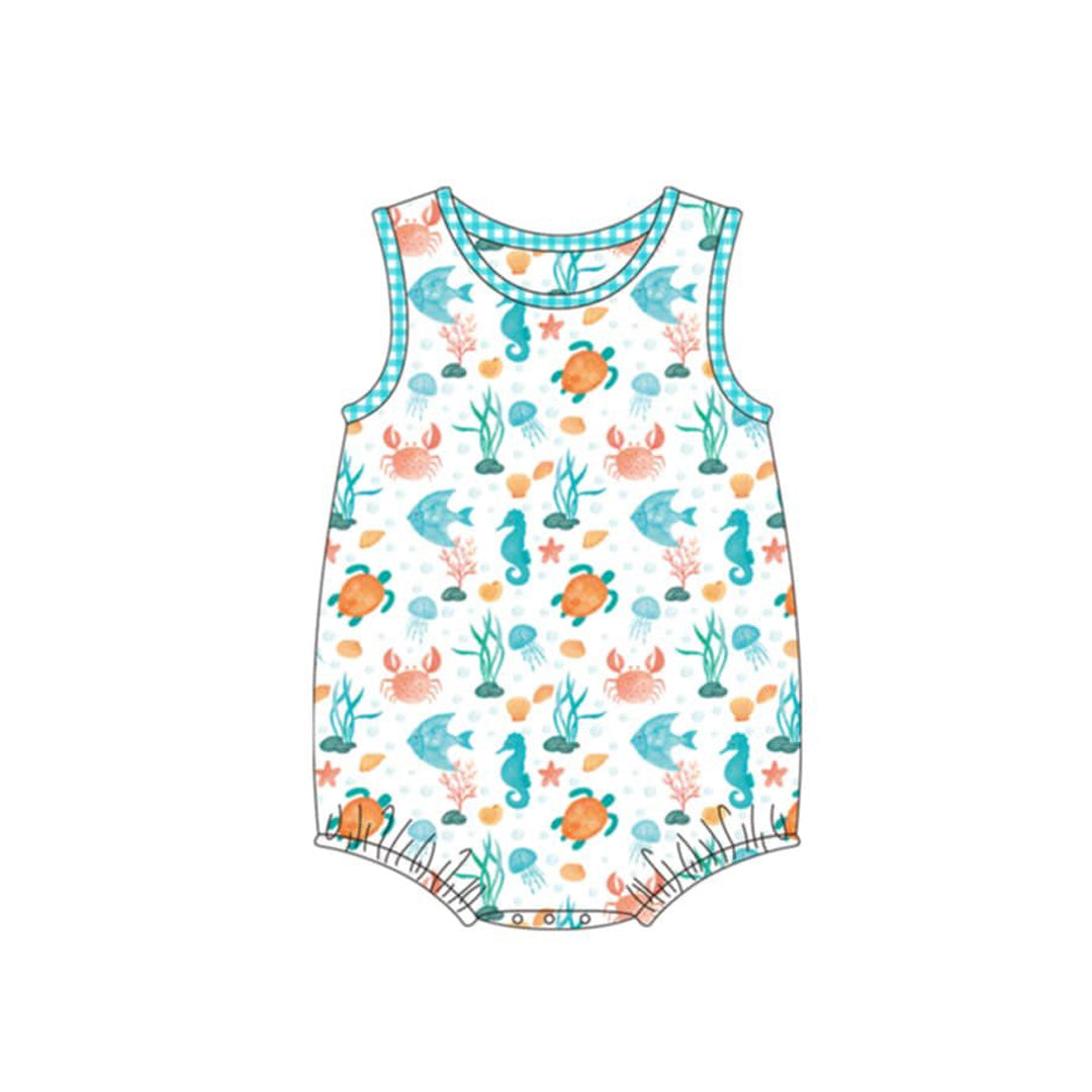 ( Moq 5 ) Preorder Baby Boys Infant Sleeveless Animals Summer Romper