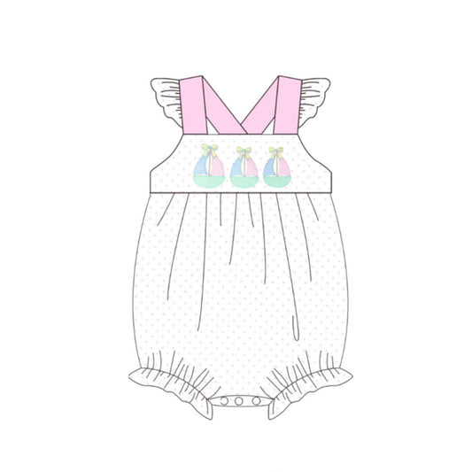 ( Moq 5 ) Preorder Baby Girls Infant Boats Pink Dots Bubble Romper