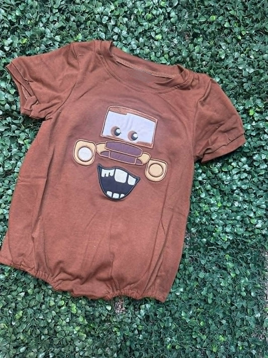 ( Moq 5 ) Preorder Baby Boy Infant Short Sleeves Car Bubble Romper Brown Clothes