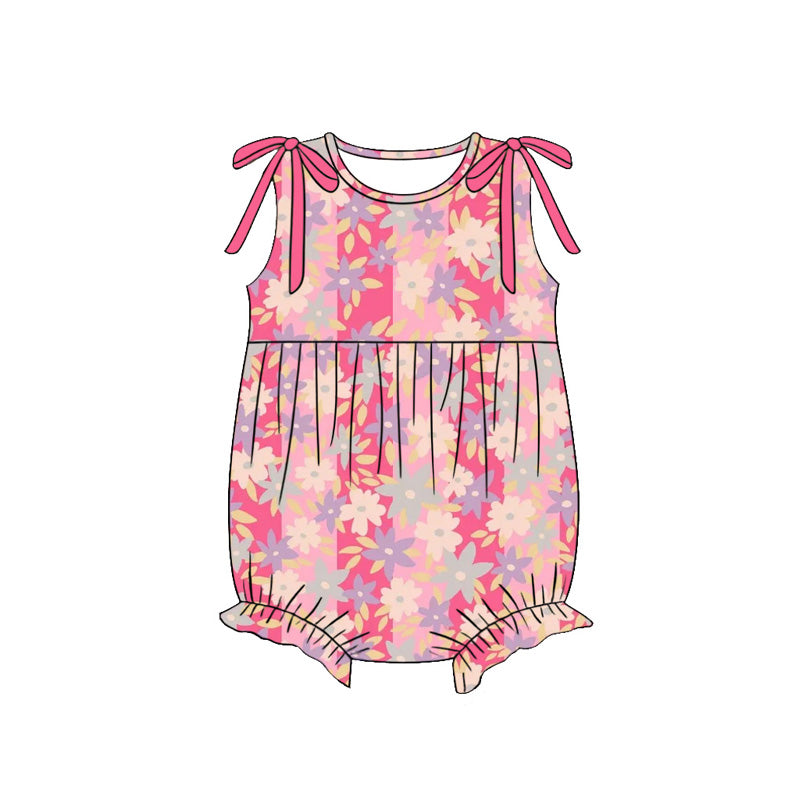 ( Moq 5 ) Preorder Baby Girls Infant Flower Bows Bubble Romper Summer Clothes