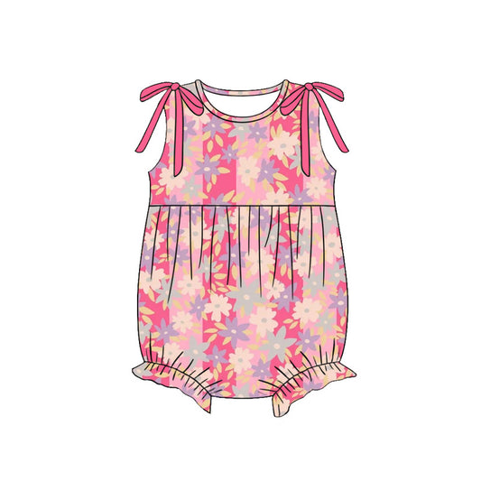 ( Moq 5 ) Preorder Baby Girls Infant Flower Bows Bubble Romper Summer Clothes