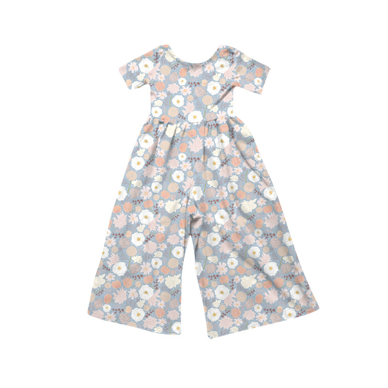 ( Moq 5 ) Preorder Baby Girls Toddler Short Sleeves Flower Pants Jumpsuit Clothes