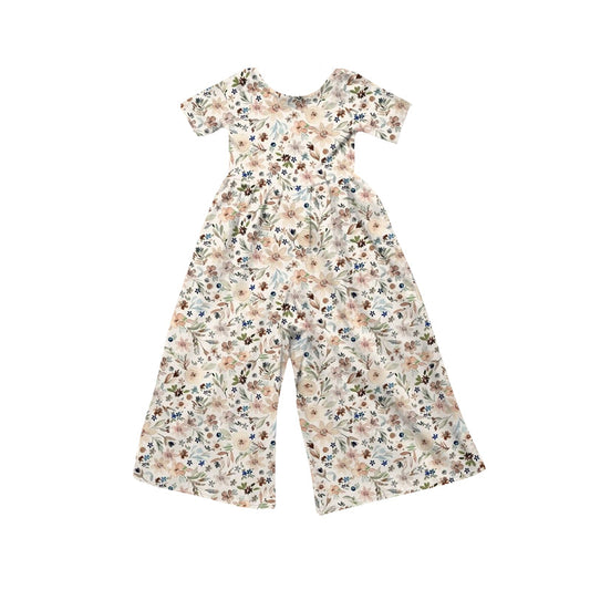 ( Moq 5 ) Preorder Baby Girls Kids Short Sleeves Flower Pants Jumpsuit Clothes